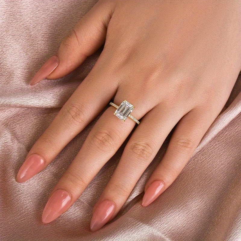 1pc 1/2/3 Carat Moissanite Square Ring in 925 Silver